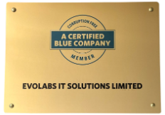 Certified Blue Company gold plaque for Evolabs IT Solutions Limited
