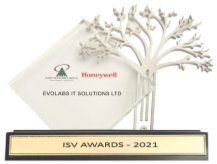 Honeywell ISV Awards 2021 trophy presented to Evolabs IT